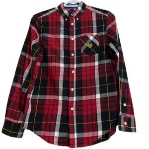 CHAPS BIG BOYS’ RED MULTICOLOR BUTTON DOWN FLANNEL SHIRT Size-L(14-16)